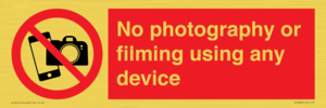No photography or filming using any device
